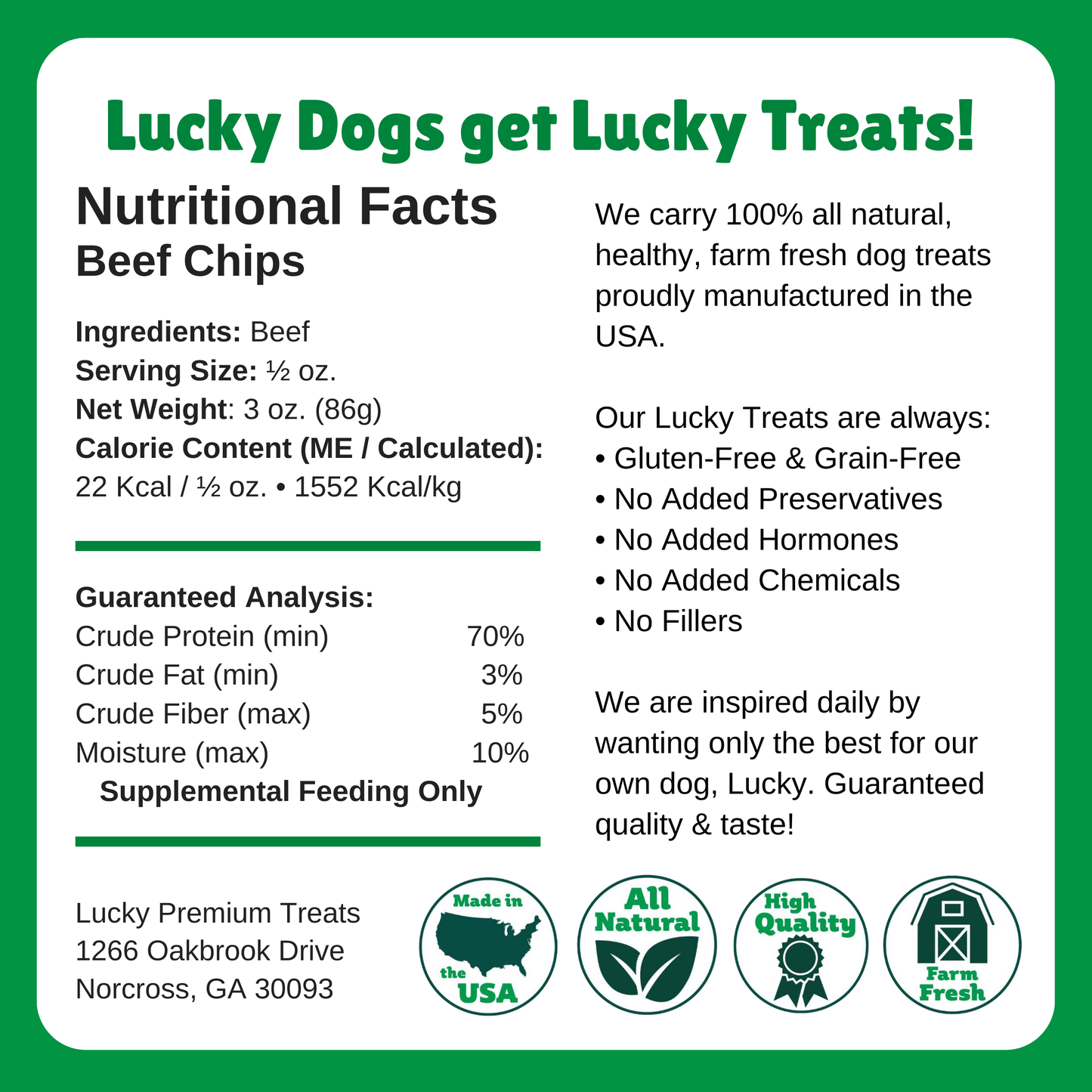 LUCKY CHIPS BEEF Bulk per lb