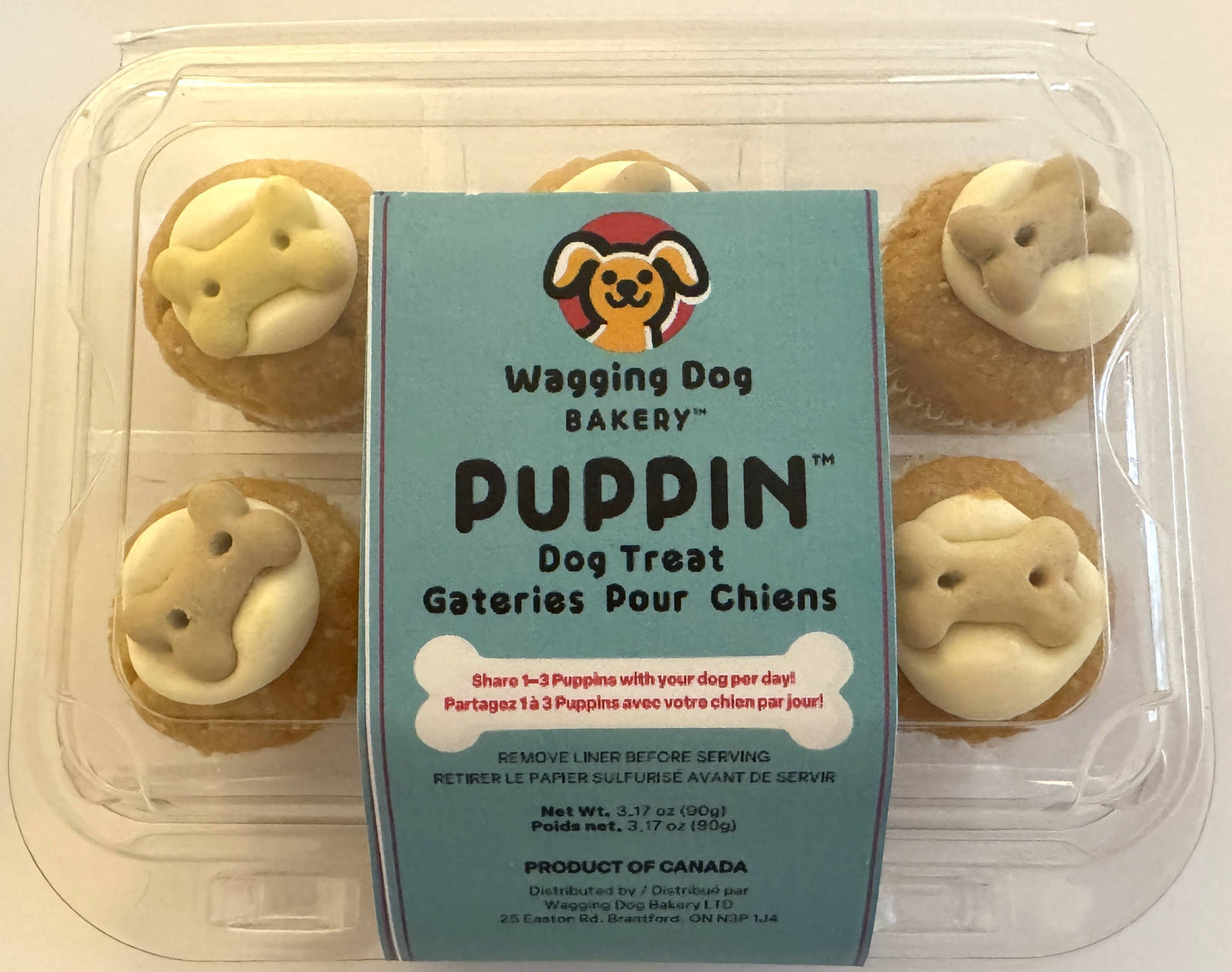 Puppin Cupcake Dog Treats -  6 Count Tray